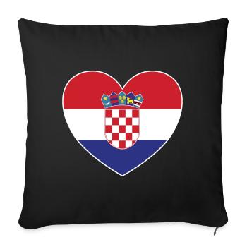 Croatia Flag Heart - Sofa pillowcase 17,3'' x 17,3'' (45 x 45 cm) - black - Front