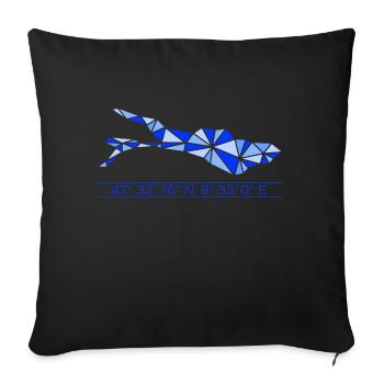 Lake Constance | Coordinates | Blue - Sofa pillowcase 17,3'' x 17,3'' (45 x 45 cm) - black - Front