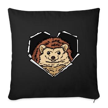 Crack Hedgehog Torn Hole Hedgehog Face - Housse de coussin décorative 45 x 45 cm - noir - Devant