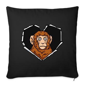 Monkey crack torn hole heart monkey face - Sofa pillowcase 17,3'' x 17,3'' (45 x 45 cm) - black - Front