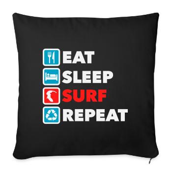 Manger, dormir, surfer, répéter - Housse de coussin décorative 45 x 45 cm - noir - Devant