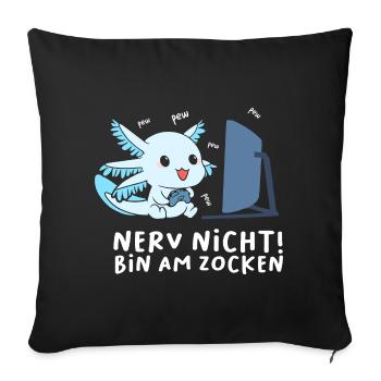 Bin am Zocken Gaming Axolotl - Sofakissenbezug 45 x 45 cm - Schwarz - Vorne