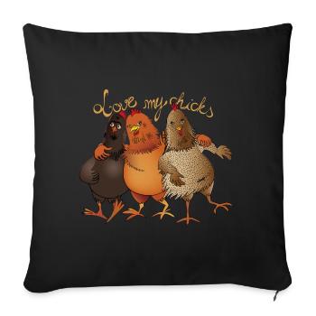 J’adore mes poules - Housse de coussin décorative 45 x 45 cm - noir - Devant