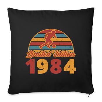 Footballeur Footballeur anniversaire 1984 - Housse de coussin décorative 45 x 45 cm - noir - Devant