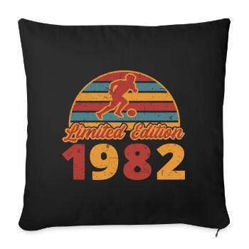 Footballeur Footballeur anniversaire footballeur 1982 - Housse de coussin décorative 45 x 45 cm - noir - Devant