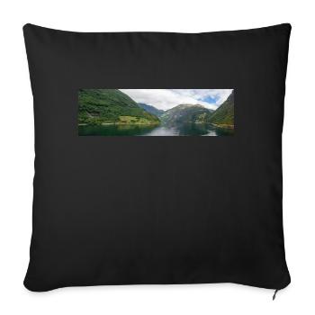 Geiranger fjords near Geiranger town from harbor - Sofa pillowcase 17,3'' x 17,3'' (45 x 45 cm) - black - Front