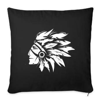Indian Chief Head Illustration Graphic Art - Sofa pillowcase 17,3'' x 17,3'' (45 x 45 cm) - black - Front