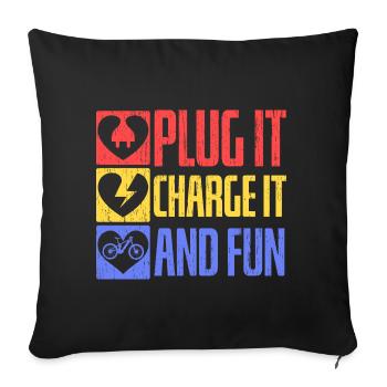 Plug in, charge and have fun electric bike - Sofa pillowcase 17,3'' x 17,3'' (45 x 45 cm) - black - Front