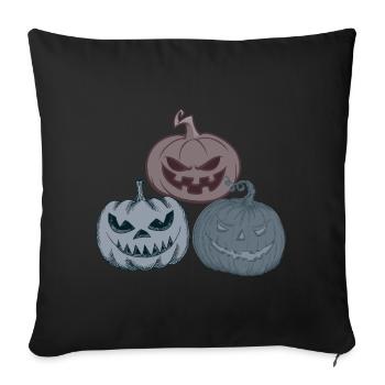 Jack o lantern visages de citrouille pour Halloween 2022 - Housse de coussin décorative 45 x 45 cm - noir - Devant