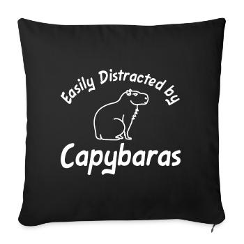Facilement distrait par Capybaras capybara - Housse de coussin décorative 45 x 45 cm - noir - Devant