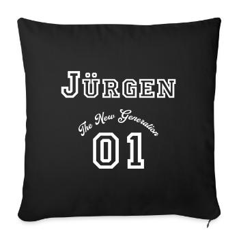 First name Jürgen - "The New Generation", white - Sofa pillowcase 17,3'' x 17,3'' (45 x 45 cm) - black - Front