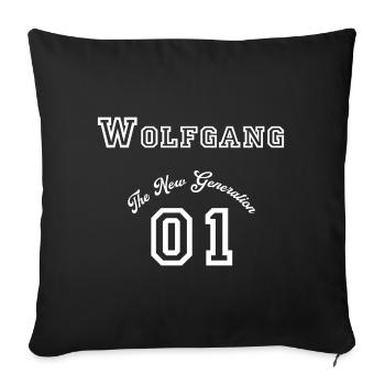 First name: Wolfgang - "The New Generation", white - Sofa pillowcase 17,3'' x 17,3'' (45 x 45 cm) - black - Front