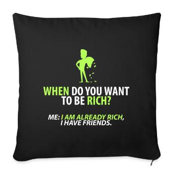 Déjà riche : mes amis - Housse de coussin décorative 45 x 45 cm - noir - Devant