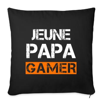Jeune Papa Gamer - Housse de coussin décorative 45 x 45 cm - noir - Devant