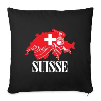 Suisse - Suisse Carte Drapeau Suisse - Housse de coussin décorative 45 x 45 cm - noir - Devant
