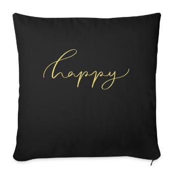 Happy - Sofakissenbezug 45 x 45 cm - Schwarz - Vorne