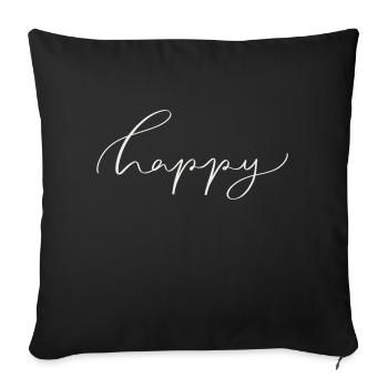 Happy - Sofakissenbezug 45 x 45 cm - Schwarz - Vorne
