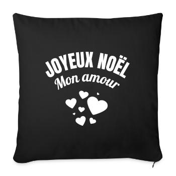joyeux noël mon amour, fou amoureux, je t'aime - Housse de coussin décorative 45 x 45 cm - noir - Devant