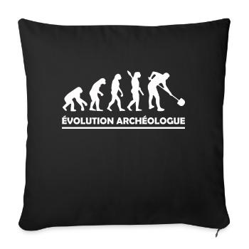 évolution archéologue / cadeau humour archéologue - Housse de coussin décorative 45 x 45 cm - noir - Devant