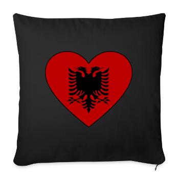 Cœur de drapeau de l’Albanie - Housse de coussin décorative 45 x 45 cm - noir - Devant