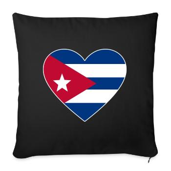 Cuba Flag Heart - Sofa pillowcase 17,3'' x 17,3'' (45 x 45 cm) - black - Front