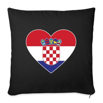 Croatia Flag Heart - Sofa pillowcase 17,3'' x 17,3'' (45 x 45 cm) - black - Front