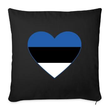 Estonia Flag Heart - Sofa pillowcase 17,3'' x 17,3'' (45 x 45 cm) - black - Front