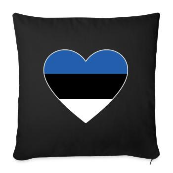 Cœur de drapeau de l’Estonie - Housse de coussin décorative 45 x 45 cm - noir - Devant