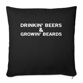 Drinkin Beers & Growin Beards - Housse de coussin décorative 45 x 45 cm - noir - Devant