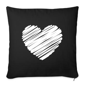 White Scribble Heart - Sofa pillowcase 17,3'' x 17,3'' (45 x 45 cm) - black - Front
