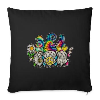 Hippie Gnomes Peace Tie Dye - Sofa pillowcase 17,3'' x 17,3'' (45 x 45 cm) - black - Front