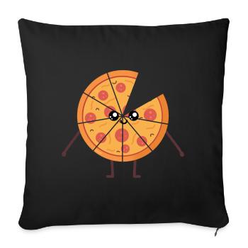 Pizza kawaii lustiges Eltern-Kind-Geschenk - Sofakissenbezug 45 x 45 cm - Schwarz - Vorne