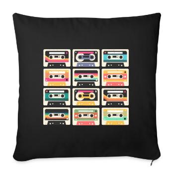 80s 90s Cassette Mixtape Retro Funny - Housse de coussin décorative 45 x 45 cm - noir - Devant