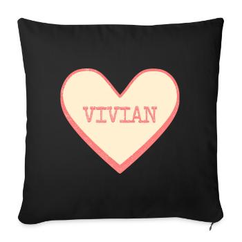 Vivian Name First Name Pink Sugar Heart - Sofa pillowcase 17,3'' x 17,3'' (45 x 45 cm) - black - Front