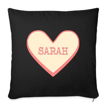 Sarah Nom Prénom Pink Sugar Heart - Housse de coussin décorative 45 x 45 cm - noir - Devant