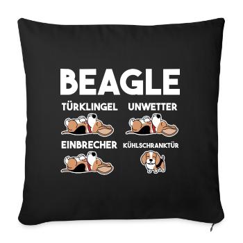 Hund Beagle - Sofakissenbezug 45 x 45 cm - Schwarz - Vorne