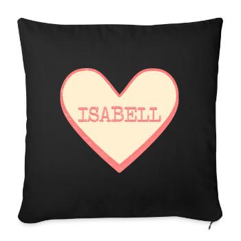 Isabell Nom Prénom Coeur de sucre rose - Housse de coussin décorative 45 x 45 cm - noir - Devant