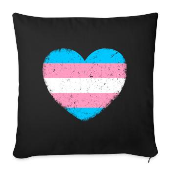 Trans* Heart | In vintage style - Sofa pillowcase 17,3'' x 17,3'' (45 x 45 cm) - black - Front