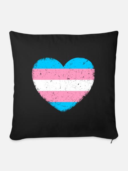 Trans* Herz | Im Vintage-Style - Sofakissenbezug 45 x 45 cm - Schwarz