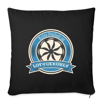 Oldtimer Luftgekühlter Boxermotor Spruch Freiheit - Sofakissenbezug 45 x 45 cm - Schwarz - Vorne