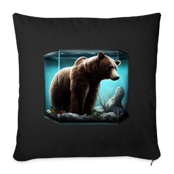 Ours dans l’aquarium - Housse de coussin décorative 45 x 45 cm - noir - Devant