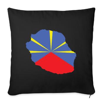 Geschenkidee Flaggenkarte La Réunion 974 - Sofakissenbezug 45 x 45 cm - Schwarz - Vorne