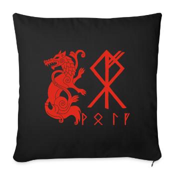 Loup rouge Fenrir - Housse de coussin décorative 45 x 45 cm - noir - Devant