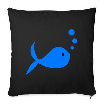 SURF. POISSON. PLAGE. MER. OCEAN. HUMOUR. VACANCES - Housse de coussin décorative 45 x 45 cm - noir - Devant