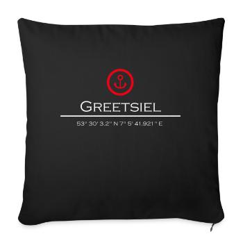 Greetsiel roter Anker - Sofakissenbezug 45 x 45 cm - Schwarz - Vorne