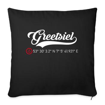 Greetsiel Koordinaten - Sofakissenbezug 45 x 45 cm - Schwarz - Vorne