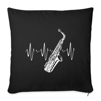 Saxophone Heartbeat Symbole Illustration icône Logo - Housse de coussin décorative 45 x 45 cm - noir - Devant