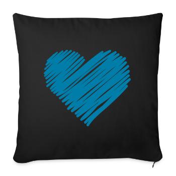 Cœur du Brossage Bleu - Housse de coussin décorative 45 x 45 cm - noir - Devant