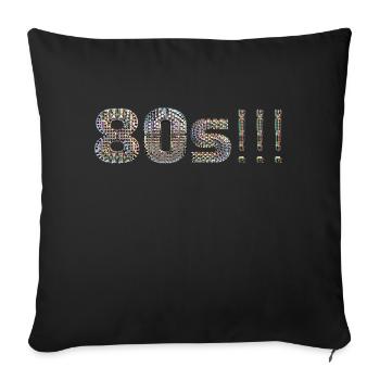 80s DISCO lettrage disco ball look danse devise - Housse de coussin décorative 45 x 45 cm - noir - Devant