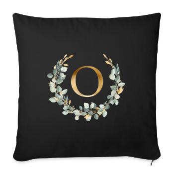 O Monogramme Couronne d’eucalyptus - Housse de coussin décorative 45 x 45 cm - noir - Devant